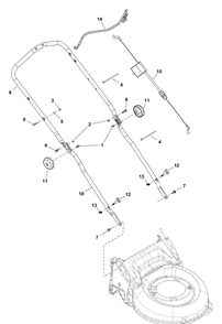 Handles Group Diagram and Parts List for 2691807-00-450E  Briggs and Stratton Lawn Mower